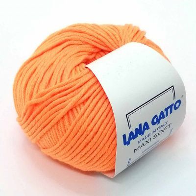 Lana Gatto Maxi Soft ( 14472 оранжевый неон, папайя) 100% меринос экстрафайн 50 г/90 м